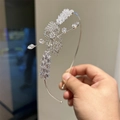 Sparkling crystal butterfly headband with silver metal frame and geometric zircon accents - Zirconia Style C