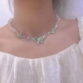 Tarot Cat's Eye stone necklace with irregular crystals and silver vine chain for women - Crystal Chain