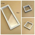 Three sizes of PE film floating jewelry display boxes in white frame for collectors - 7*7 / White