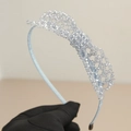Diadema de cristal azul claro hecha a mano con patrón tejido de lujo para mujer - Azul claro