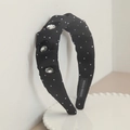 Détails du serre-tête noir fait main avec des clous et des ornements en cristal - Noir