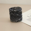 Knitted elastic hair ties set in black, white and blue grey displayed on a stand - Seamless Hair Tie / Dark Colors