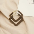 Chic geometric square hoop earrings with brown fabric wrap and gold metal clips - Rectangle / Deep Brown Velvet
