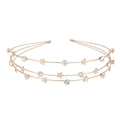 Diadema dorada de tres capas con estrellas metálicas y brillantes cristales de strass - Aro de Tres Capas