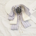 Elegant tweed butterfly hair claw clip with pearl tassels and golden rose charms - Purple Tassel