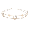 Diadema dorada de doble capa con estrellas y lunas y cristales brillantes - Luna & Estrella