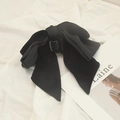 Elegant black velvet bow hair claw clip with shimmering glitter for women's hair - Black