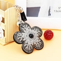 Porte-clés tournesol bicolore élégant avec cristaux brillants et pendentif à franges - Noir Fusil