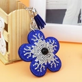 Modischer blauer Sonnenblumen Schlüsselanhänger mit Strasssteinen und blauer Quaste - Blau