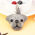 Portachiavi a forma di cane con strass, nappa grigia e campanellino d'argento - Grigio