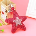 Sparkling star keychain with magenta tassels and rhinestones for handbags - Rose Red