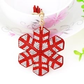 Porte-clés flocon de neige rouge avec strass brillants, chaîne dorée et gland rouge - Flocon de neige / Rouge