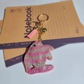 Sparkling pink and silver dolphin keychain with gold tassel and bell pendant for handbags - Pink Dolphin Shape (70*60) / Pink