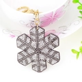 Porte-clés flocon de neige en strass avec base en velours et anneau doré pour sacs - Flocon de neige / Gris