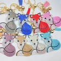 Portachiavi a volpe scintillante con strass colorati, chiusura a moschettone e nappine - Altri Colori e Stili Personalizzabili