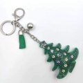 Llavero de árbol de Navidad brillante con diamantes de imitación y borla de terciopelo - 80*70mm / Pino Flor De Color