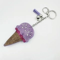 Portachiavi gelato viola con strass colorati e nappa coordinata in velluto - Violetto