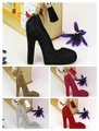 Sparkling rhinestone high heel keychain with silk tassel, available in five vibrant colors - Customizable Other Colors