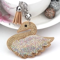 Portachiavi a cigno con strass AB e nappa marrone chiaro per borse da donna - Cachi