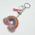 Portachiavi arcobaleno con strass e nappa rosa per borse e accessori auto in metallo - 60*45mm / Rosa