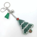 Llavero de árbol de Navidad con brillantes diamantes verdes y borla a juego - 80*70mm / Pino Nieve Grande