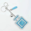 Sky blue crystal perfume bottle keychain with soft tassel and silver lobster clasp - Lake Blue