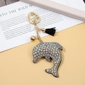 Portachiavi a delfino in cristallo scintillante con strass neri e nappa elegante - Nero Sfumato AB