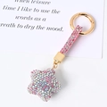Portachiavi a stella con strass con cinturino in cristallo rosa e fibbia oro - Rosa Multicolore