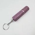Mini boccetta di profumo da 10ml con strass rosa viola e portachiavi in argento - Rosa