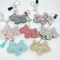 Set di portachiavi a forma di Terrier scozzese con strass colorati nappine e campanelli - Multicolore