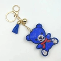 Dunkelblauer Teddybär Schlüsselanhänger mit Strasssteinen und blauem Quastenanhänger - Saphirblau