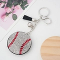 Portachiavi da baseball con strass scintillanti e nappina in pelle nera per borsa - Baseball