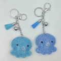 Sparkling crystal octopus keychains with blue rhinestones, tassel, and bell charms - Other Colors (Custom)