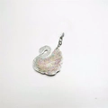 Macro shot of swan keychain featuring rainbow rhinestones and silver metal chain - AB Color