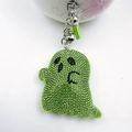 Porte-clés fantôme vert avec cristaux étincelants et pompon pour sacs d'Halloween - vert clair