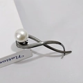Elegante fermaglio per capelli in metallo canna di fucile con grande perla bianca - Canna di Fucile