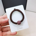 Élastique cheveux tressé marron haute élasticité avec perle chocolat mate pour femme - Brun Rouge