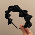 Elegante cerchietto in velluto nero con fiocchi 3D multipli per un look chic - Nero