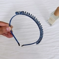 Elegante cerchietto per capelli in cristallo blu scuro con perline per donna - Blu