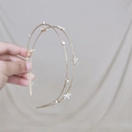 Double-layered golden metal headband with sparkling stars and rhinestones hair accessory - Pentagram / Gold