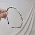 Baroque crystal headband with white pearls and sparkling rhinestones for women - Artificial Pearl Rhinestone Decorated Headband / Main Style