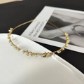 Französisches Vintage-Gold-Haarreif-Design mit Perlen und Blattmustern für Damen - Gold