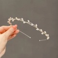 Cerchietto dorato con cristalli di zirconia a forma di foglia in stile vintage francese - Stile Foglia Zircone