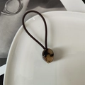 Elegant tortoiseshell resin pendant hair tie with France Handmade gold engraving - Light Leopard