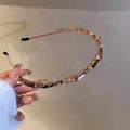 Elegante cerchietto sottile oro rosa con cristalli colorati e strass per donna - Rosa