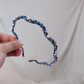 Diadema de cristal azul con cuentas tejidas a mano y brillantes diamantes de imitación - Azul