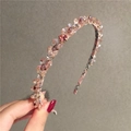 Cerchietto fatto a mano stile fata con cristalli rosa e perline floreali - Rosa