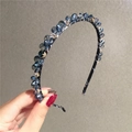 Cerchietto vintage fatto a mano con perle di cristallo blu e trasparenti da donna - Blu
