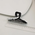 Elegante molletta nera da 11,5 cm con perle e cristalli per capelli folti e lunghi - Zircone Quadrato