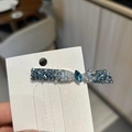 Elegante fermaglio per capelli a becco d'anatra con cristalli blu e design geometrico - Argento